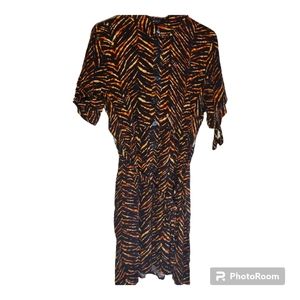 New Look Zebra Print Short sleeve button belted dress size 2X NWT